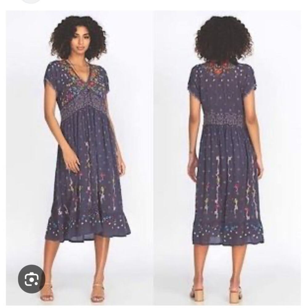 Johnny Was dark grey  Floral Midi Dress
